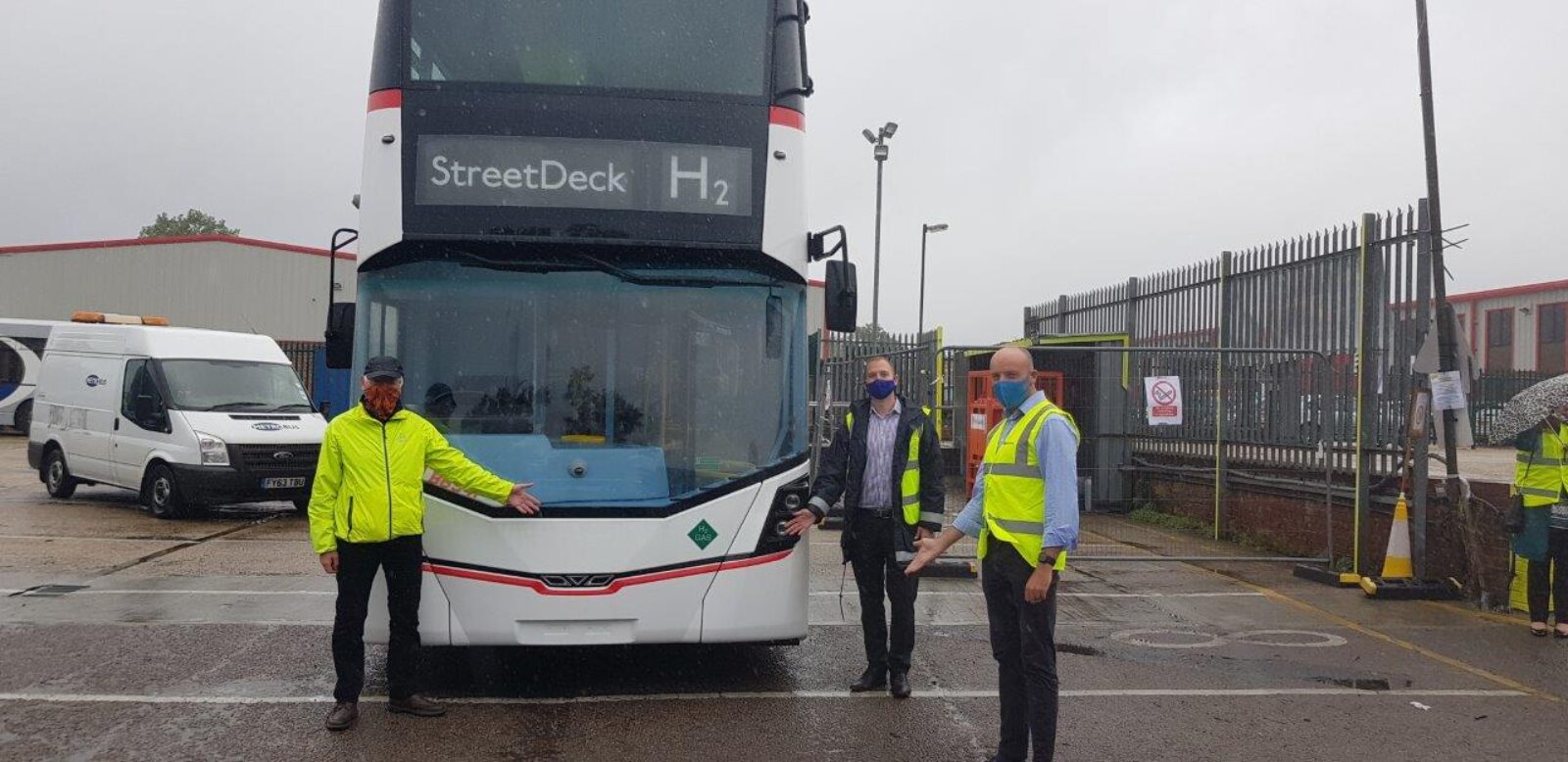 Cllr Peter Smith, Nick Hill and Patrick Warner (Metrobus)
